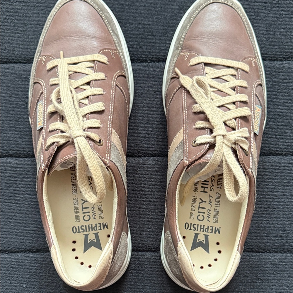 Mephisto Tan Leather Men's Frank Oxford Genuine Leather Uppers Sz 10 Worn twice